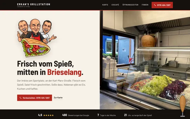 Website für einen Imbiss